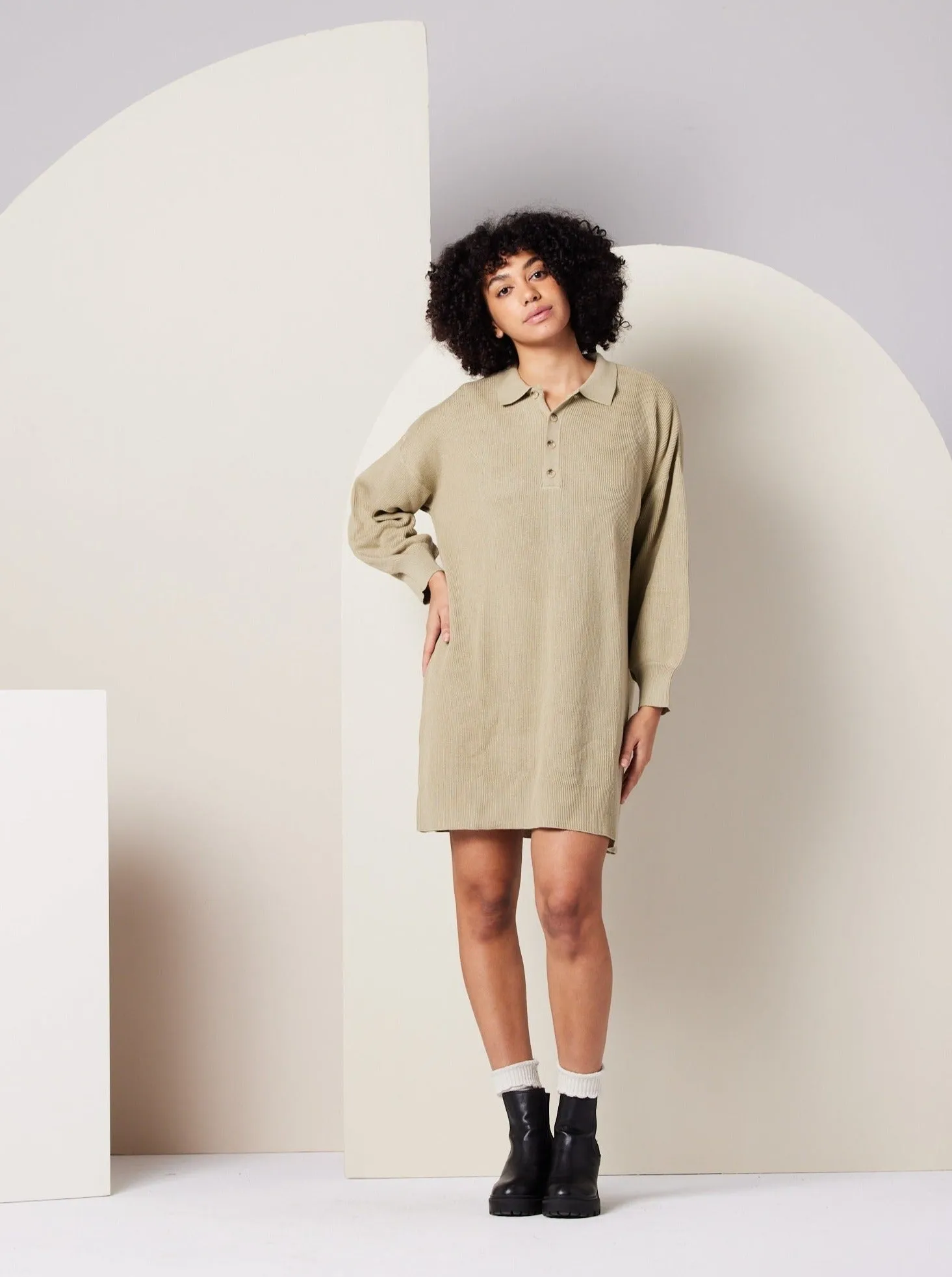 Griffin Sweater Dress - Khaki Green,Women Dresses