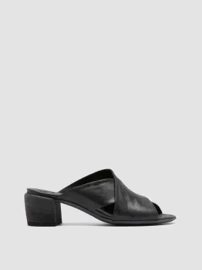 HADRY 007 - Black Leather Slide Sandals,Women Sandals