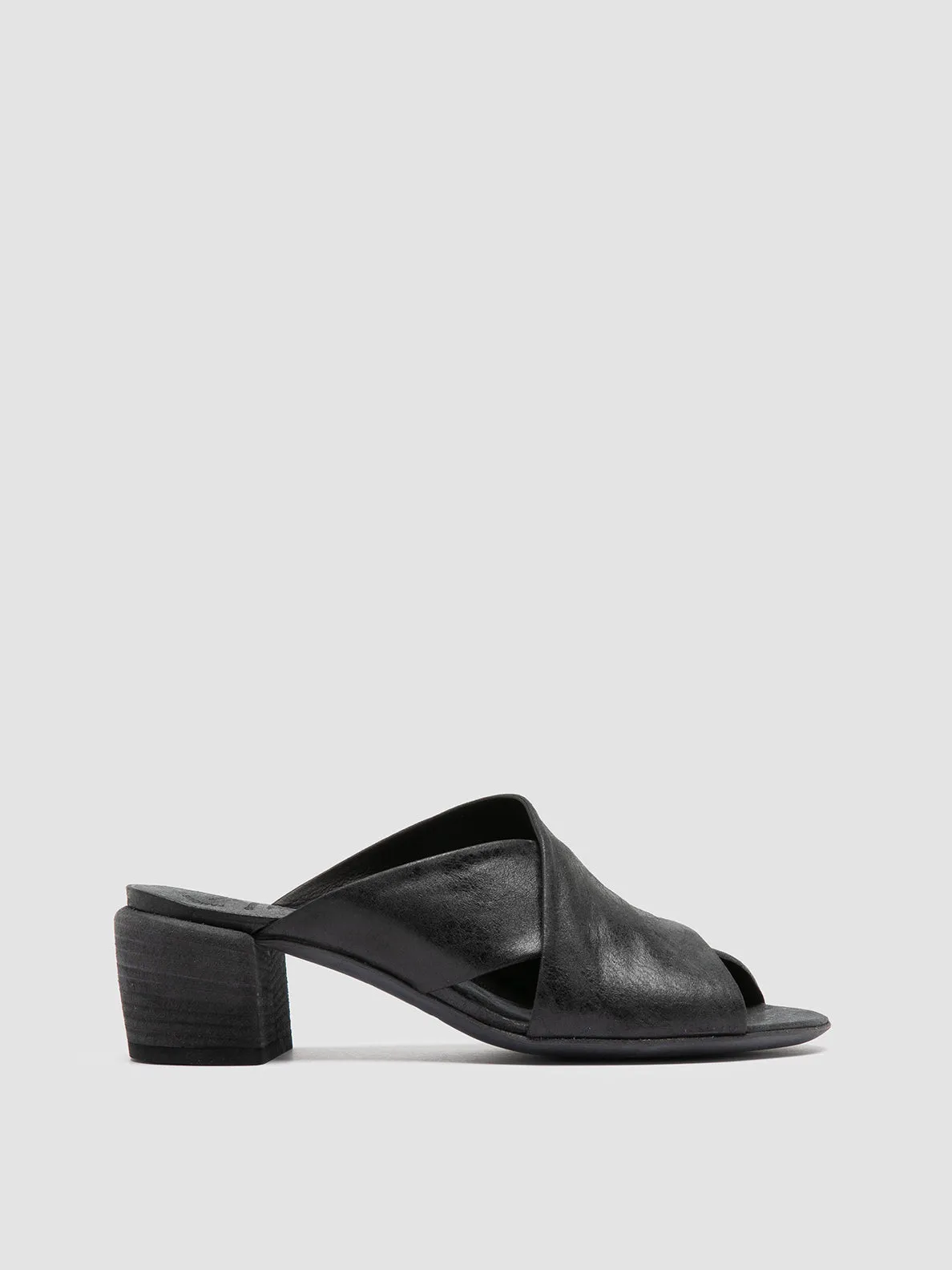 HADRY 007 - Black Leather Slide Sandals,Women Sandals