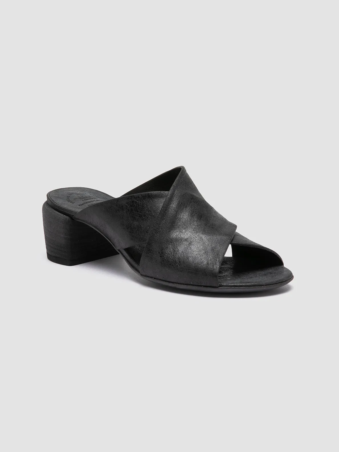 HADRY 007 - Black Leather Slide Sandals,Women Sandals
