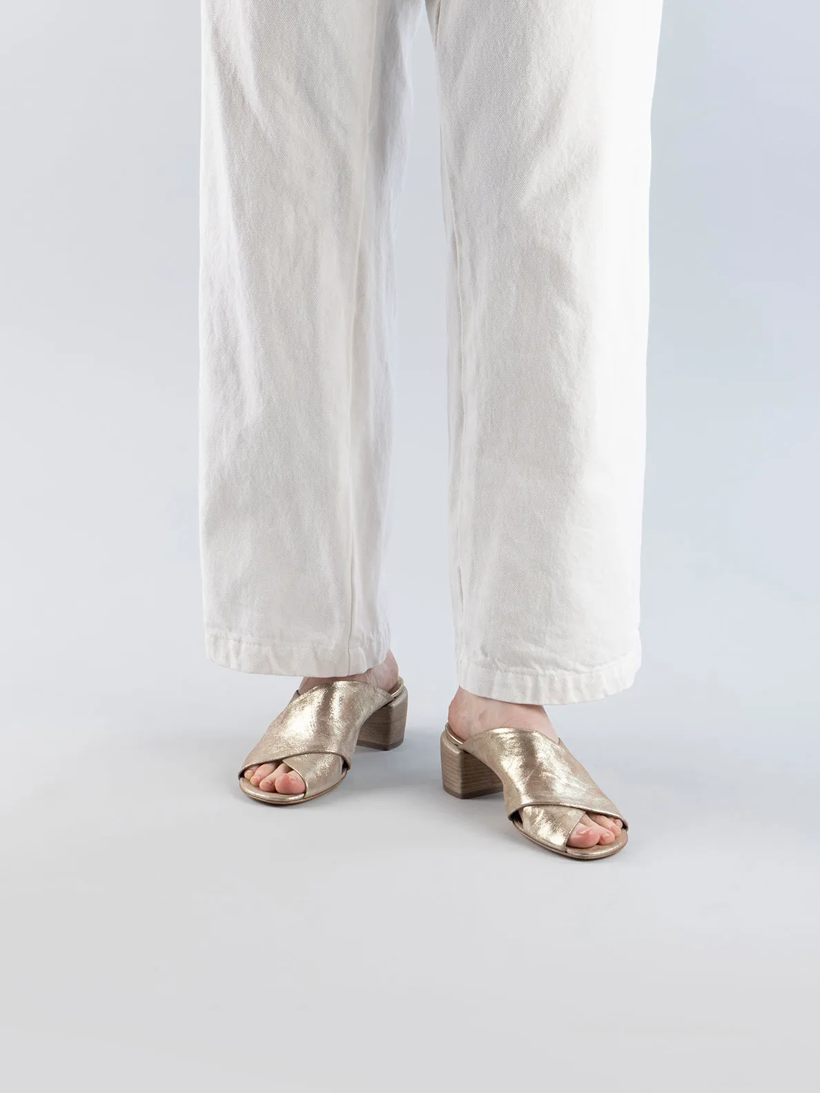 HADRY 007 - Gold Leather Slide Sandals,Women Sandals