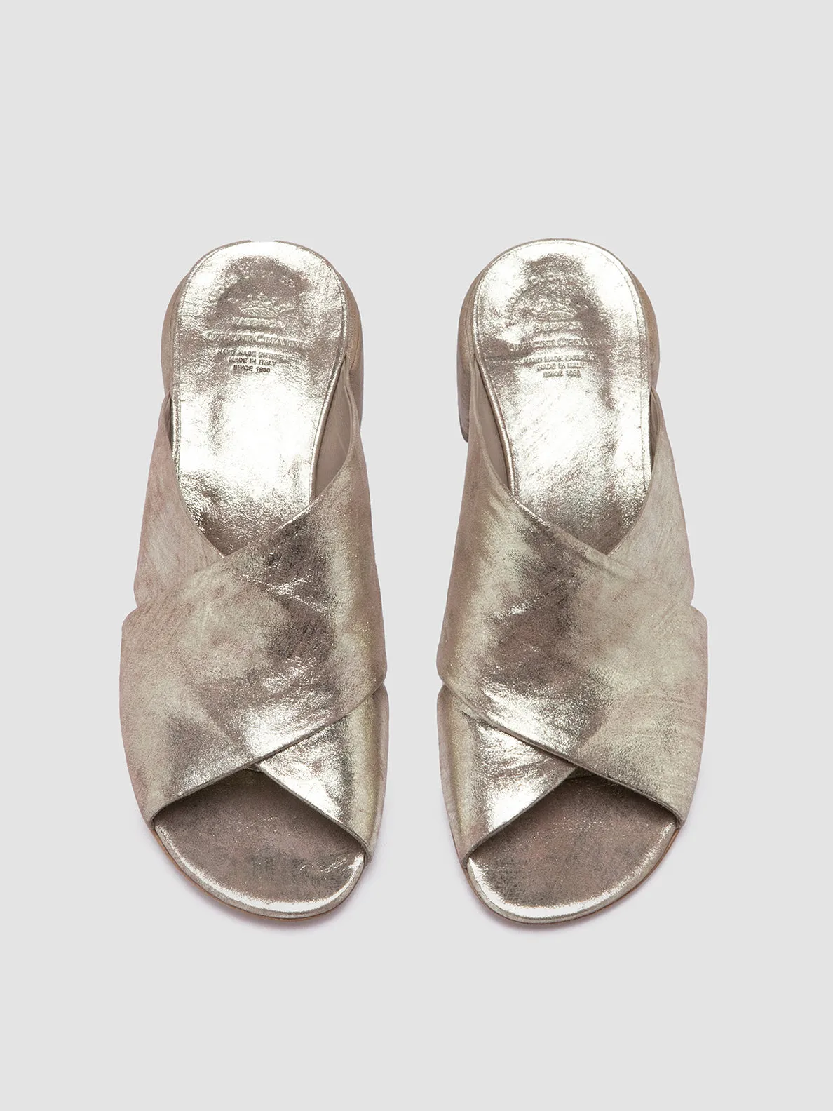 HADRY 007 - Gold Leather Slide Sandals,Women Sandals