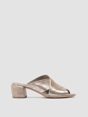 HADRY 007 - Gold Leather Slide Sandals,Women Sandals