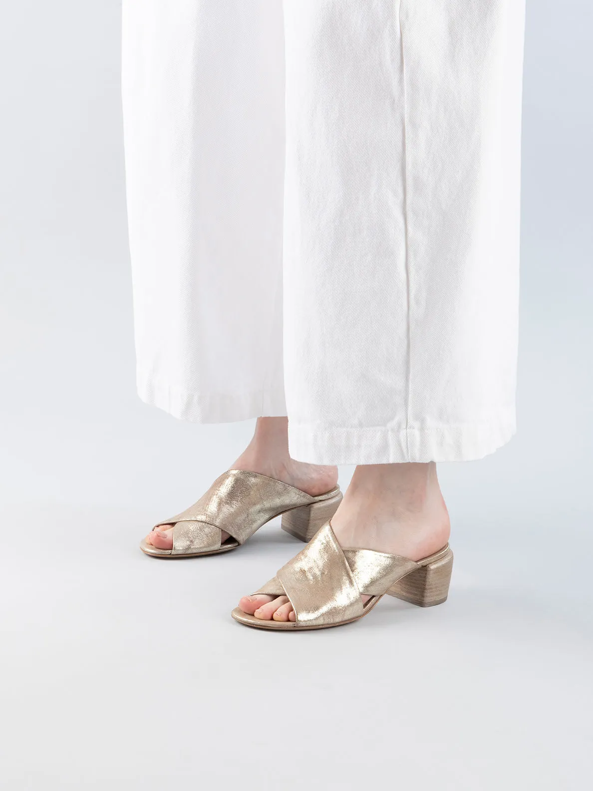 HADRY 007 - Gold Leather Slide Sandals,Women Sandals