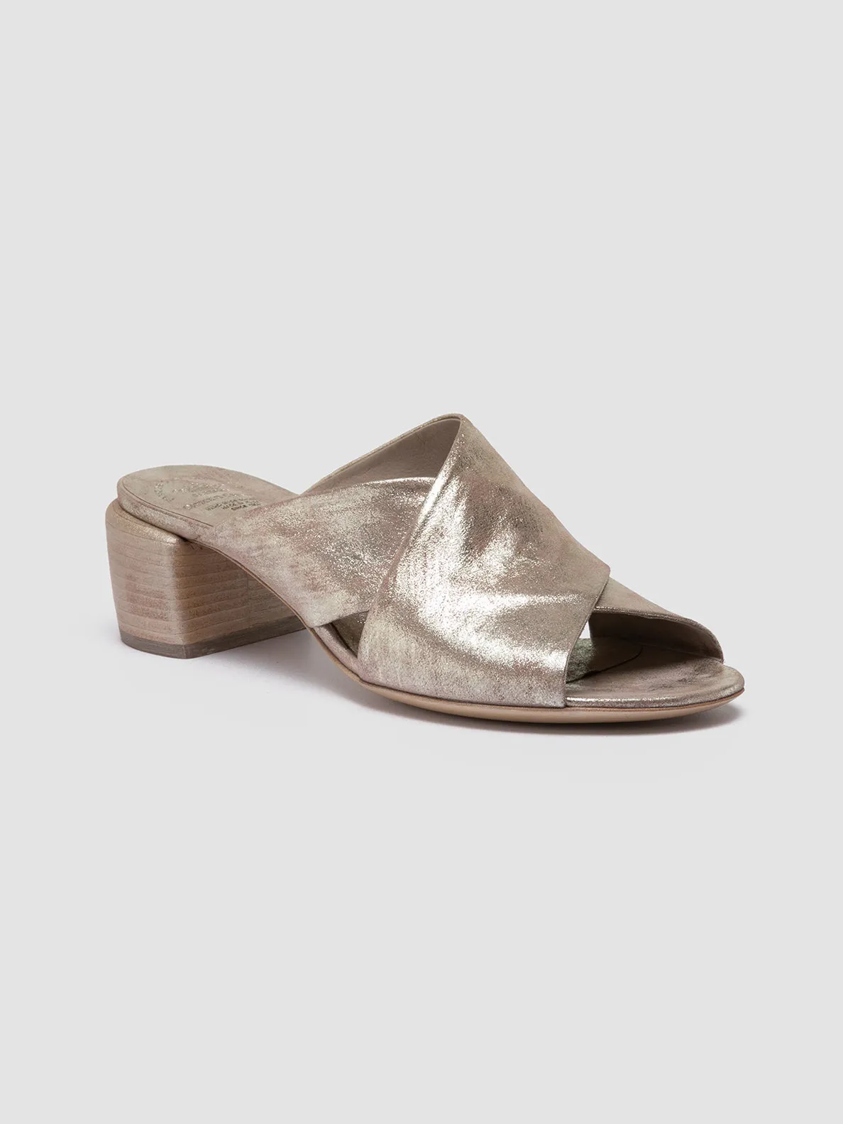 HADRY 007 - Gold Leather Slide Sandals,Women Sandals