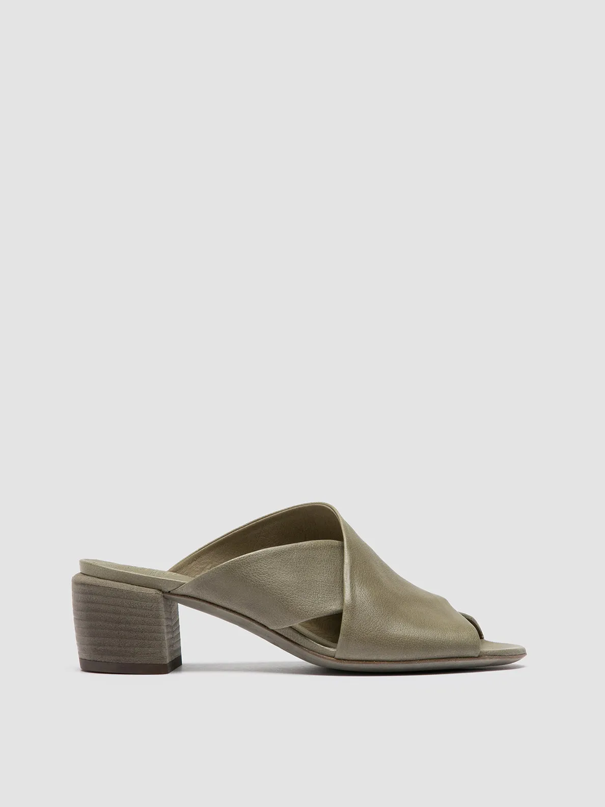 HADRY 007 - Green Leather Slide Sandals,Women Sandals
