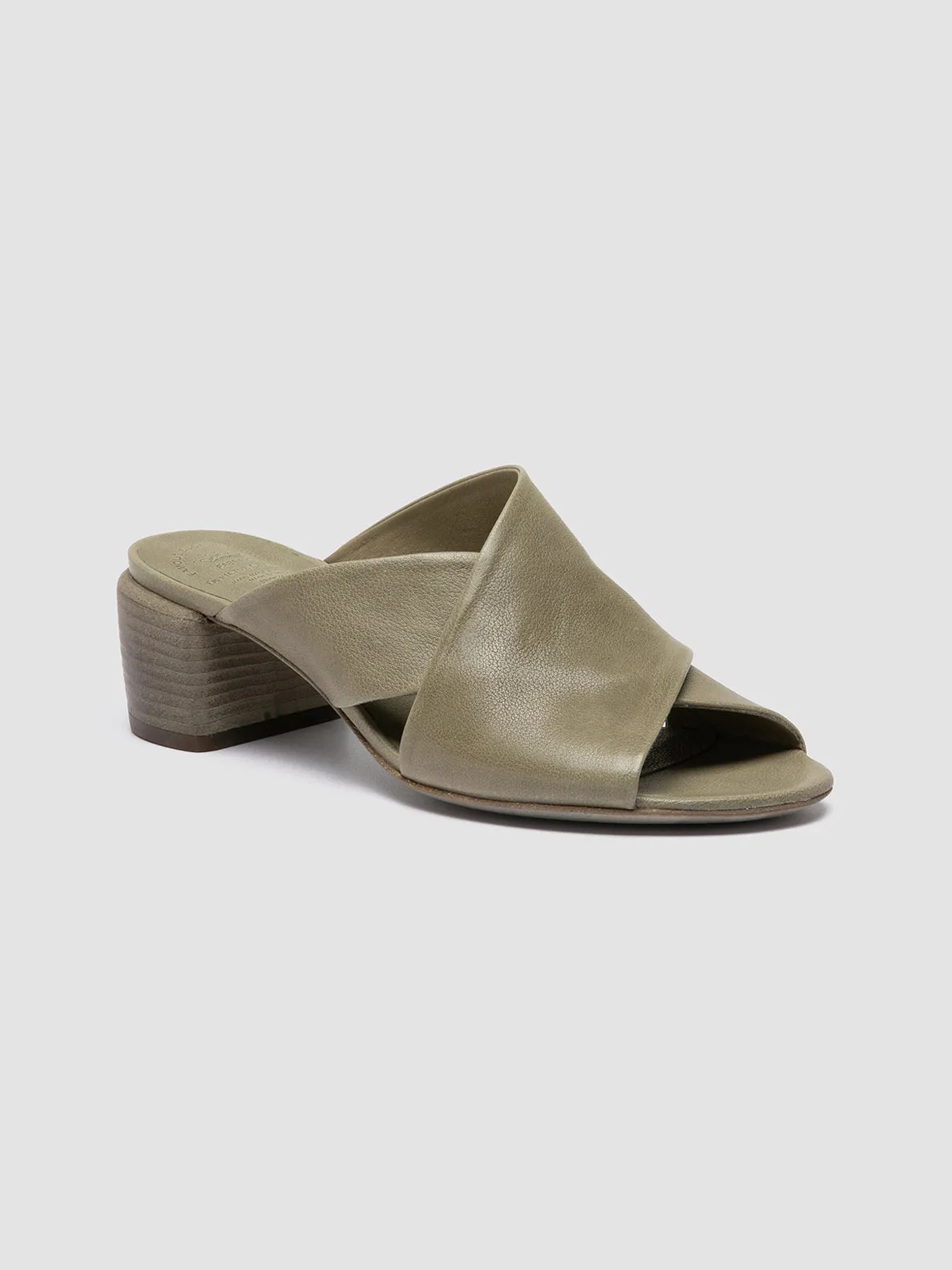 HADRY 007 - Green Leather Slide Sandals,Women Sandals