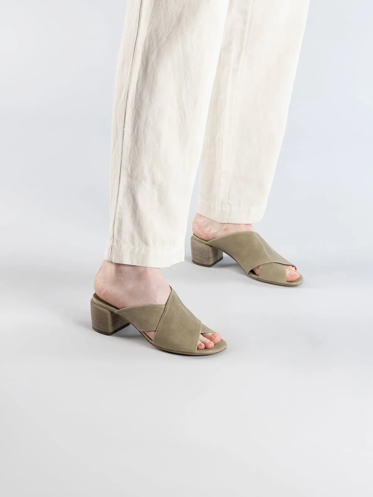 HADRY 007 - Green Leather Slide Sandals,Women Sandals