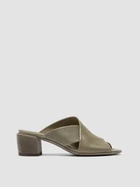 HADRY 007 - Green Leather Slide Sandals,Women Sandals