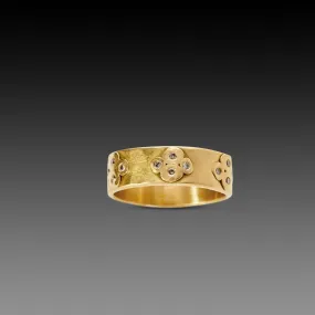 Hammered Band with Contoured Diamond Clusters,Men Rings