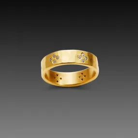 Hammered Cluster Band with Diamonds,Men Rings