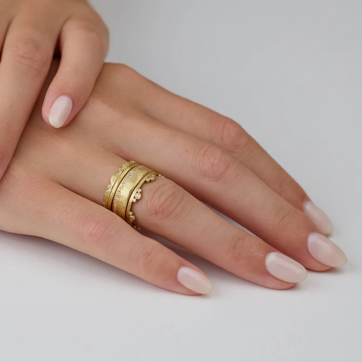 Hammered Diamond Line Band,Men Rings