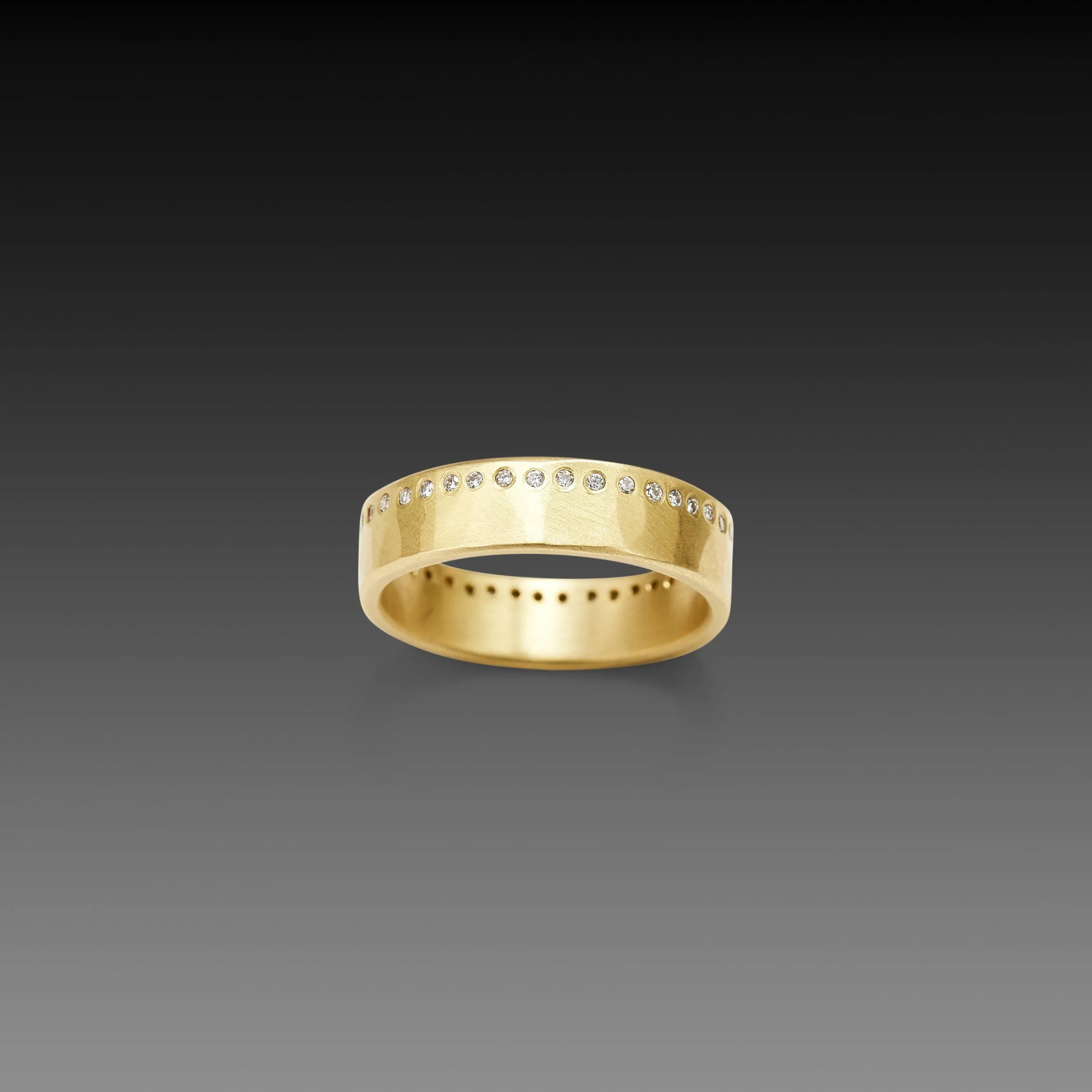 Hammered Diamond Line Band,Men Rings