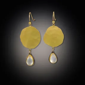 Hammered Gold Earrings with Moonstones,Jewelry Delicate & Elegant