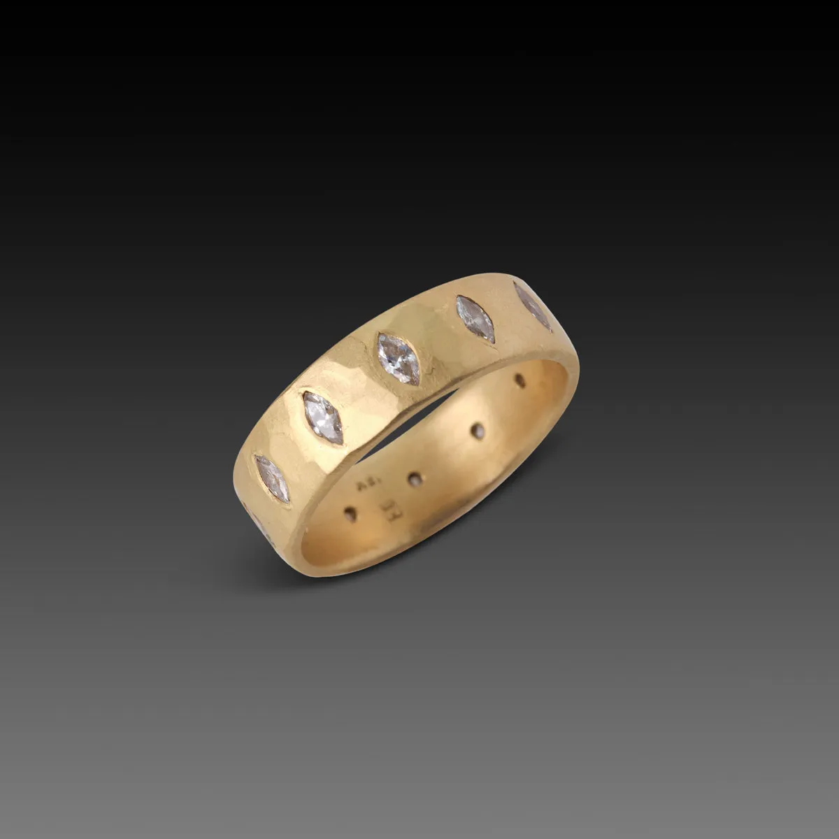 Hammered Marquis Eternity Band,Men Rings