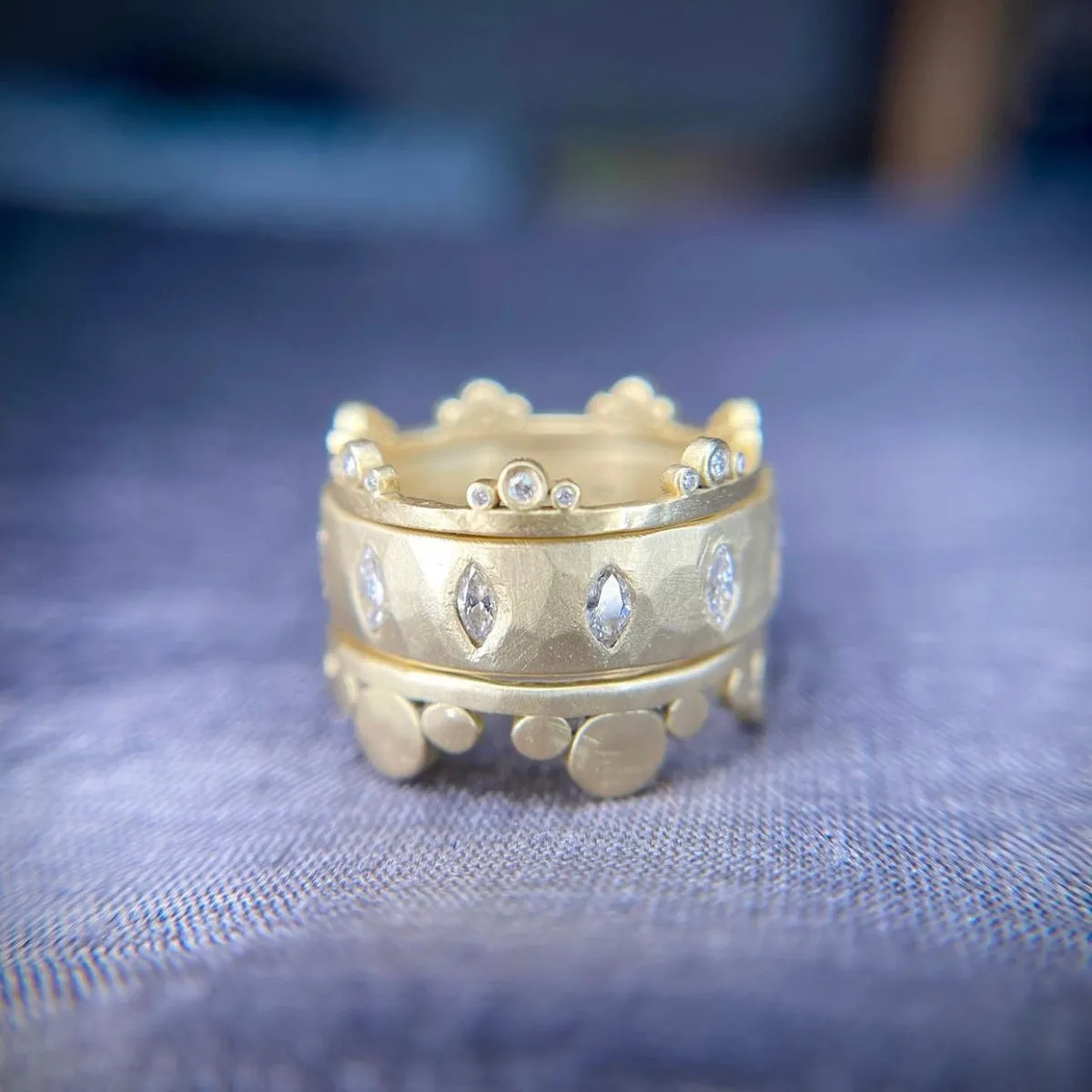 Hammered Marquis Eternity Band,Men Rings