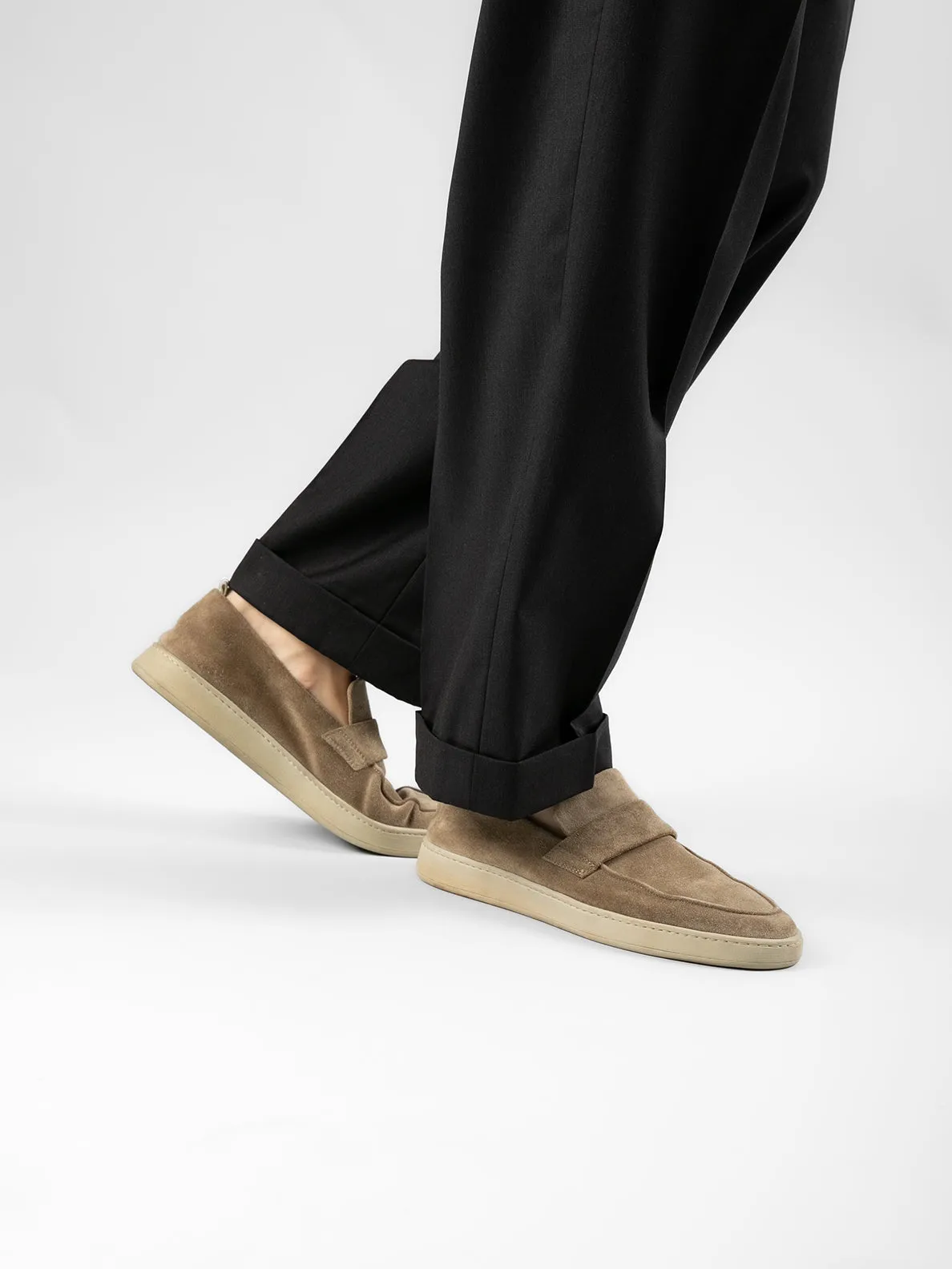 HERBIE 001 - Taupe Suede Penny Loafers,Men