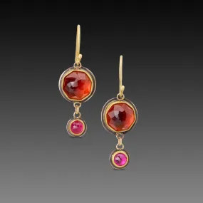 Hessonite Garnet and Ruby Earrings,Jewelry Delicate & Elegant
