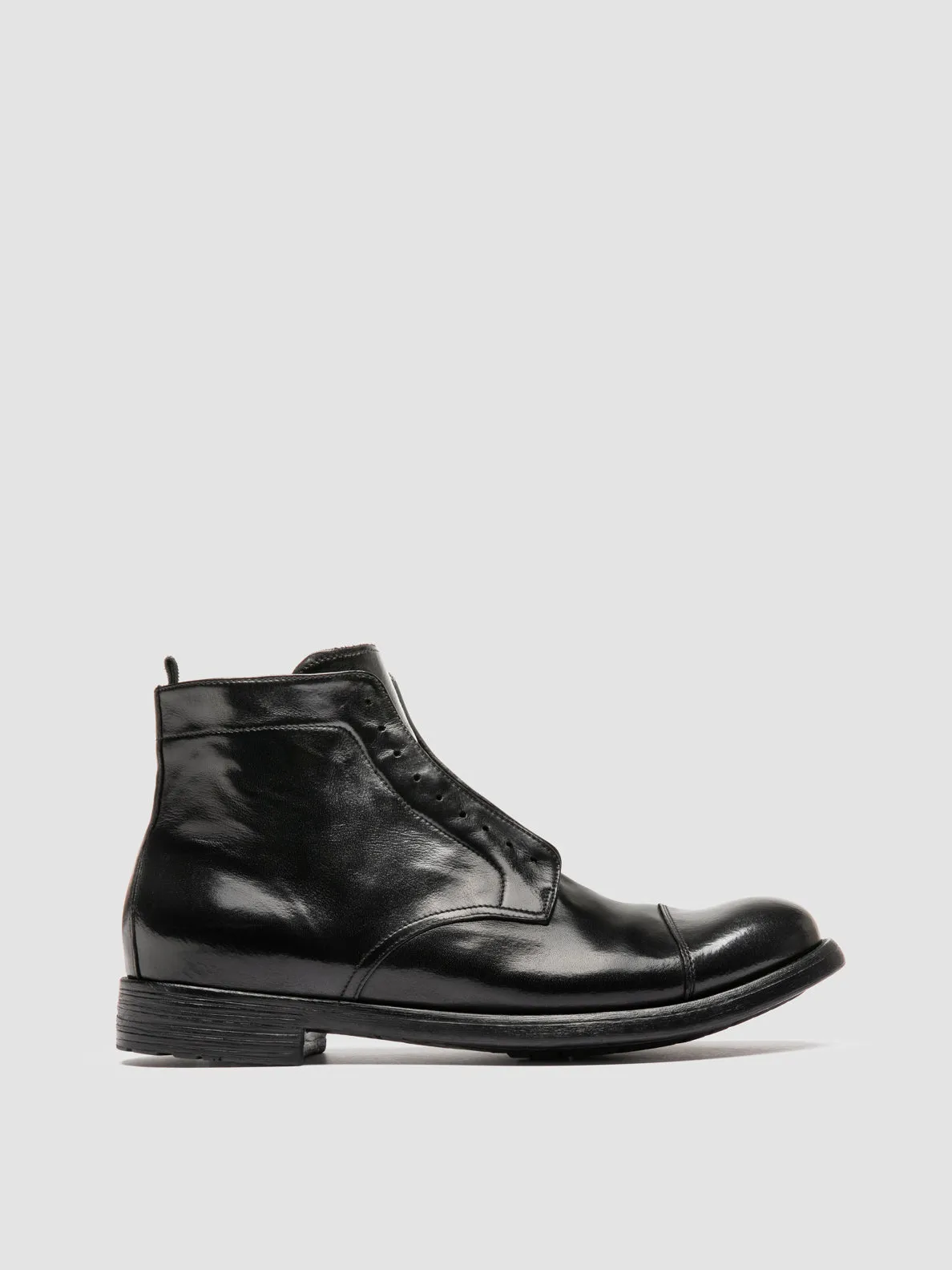 HIVE 005 - Black Leather Zipped Boots,Men Boots