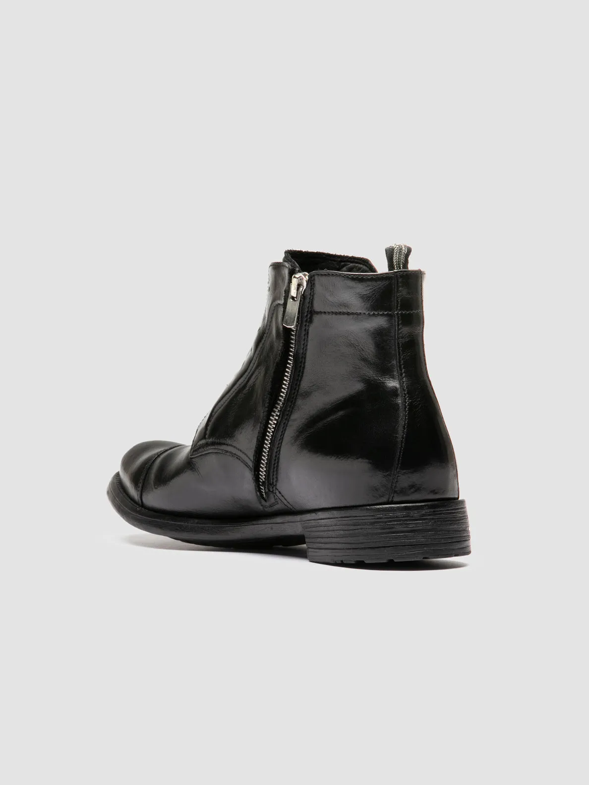HIVE 005 - Black Leather Zipped Boots,Men Boots