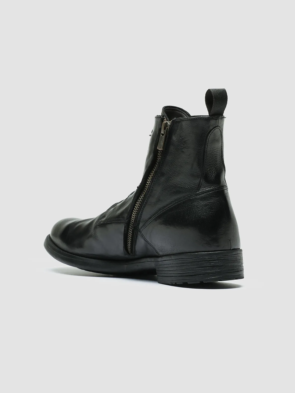 HIVE 051 - Black Leather Zip Boots,Men Boots