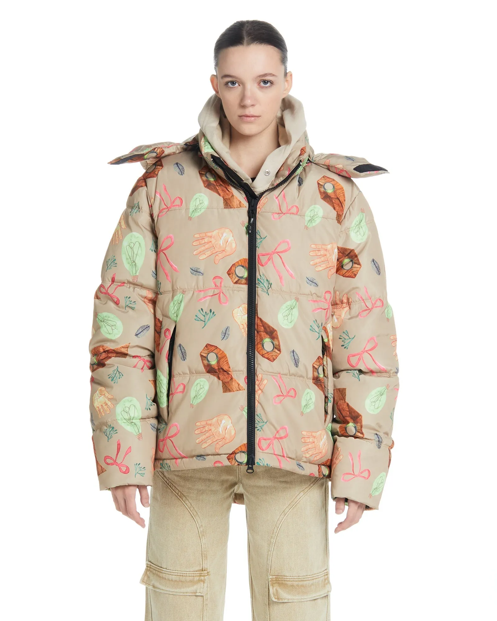 Hooded Puffer - Squid Taupe,Women