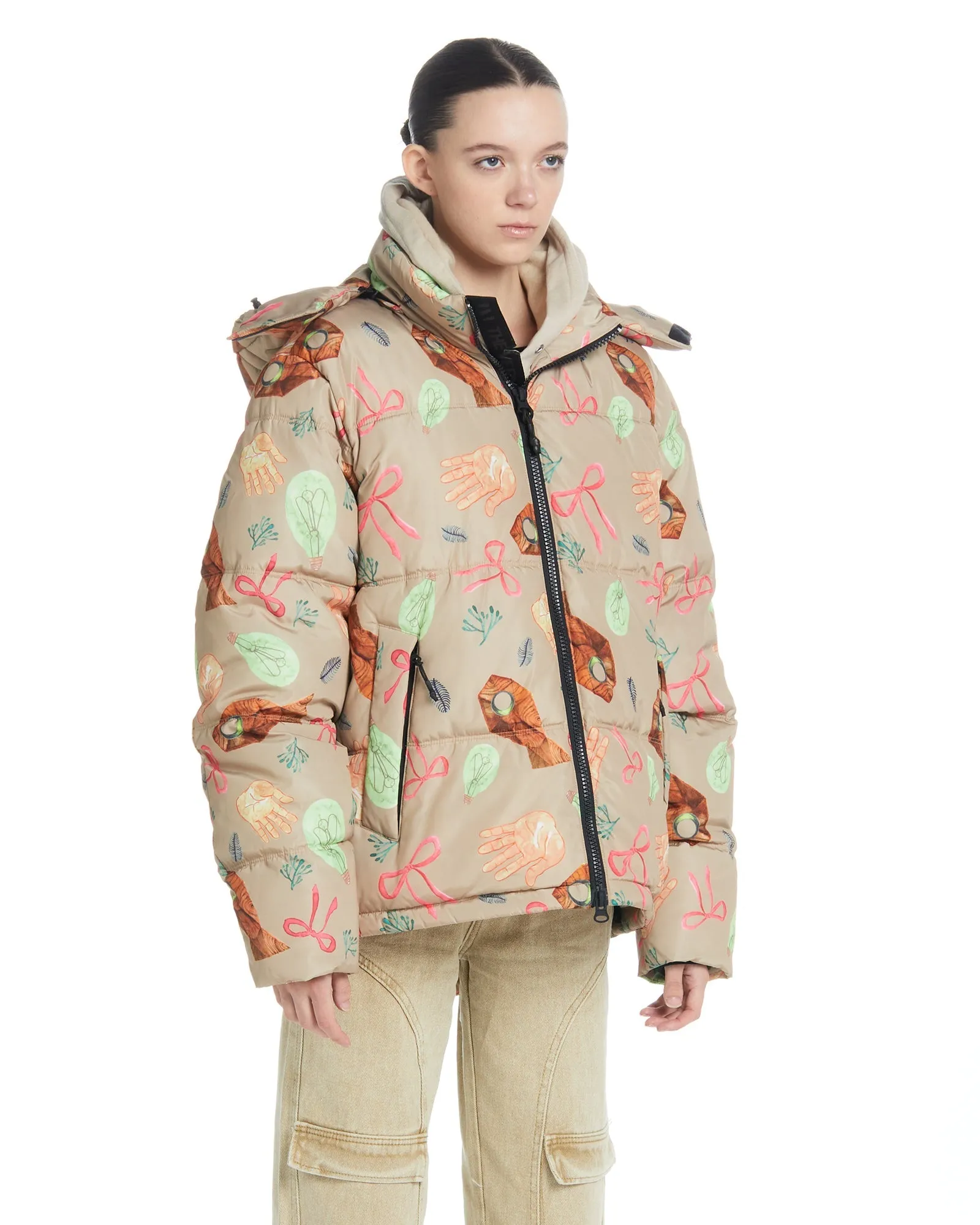 Hooded Puffer - Squid Taupe,Women