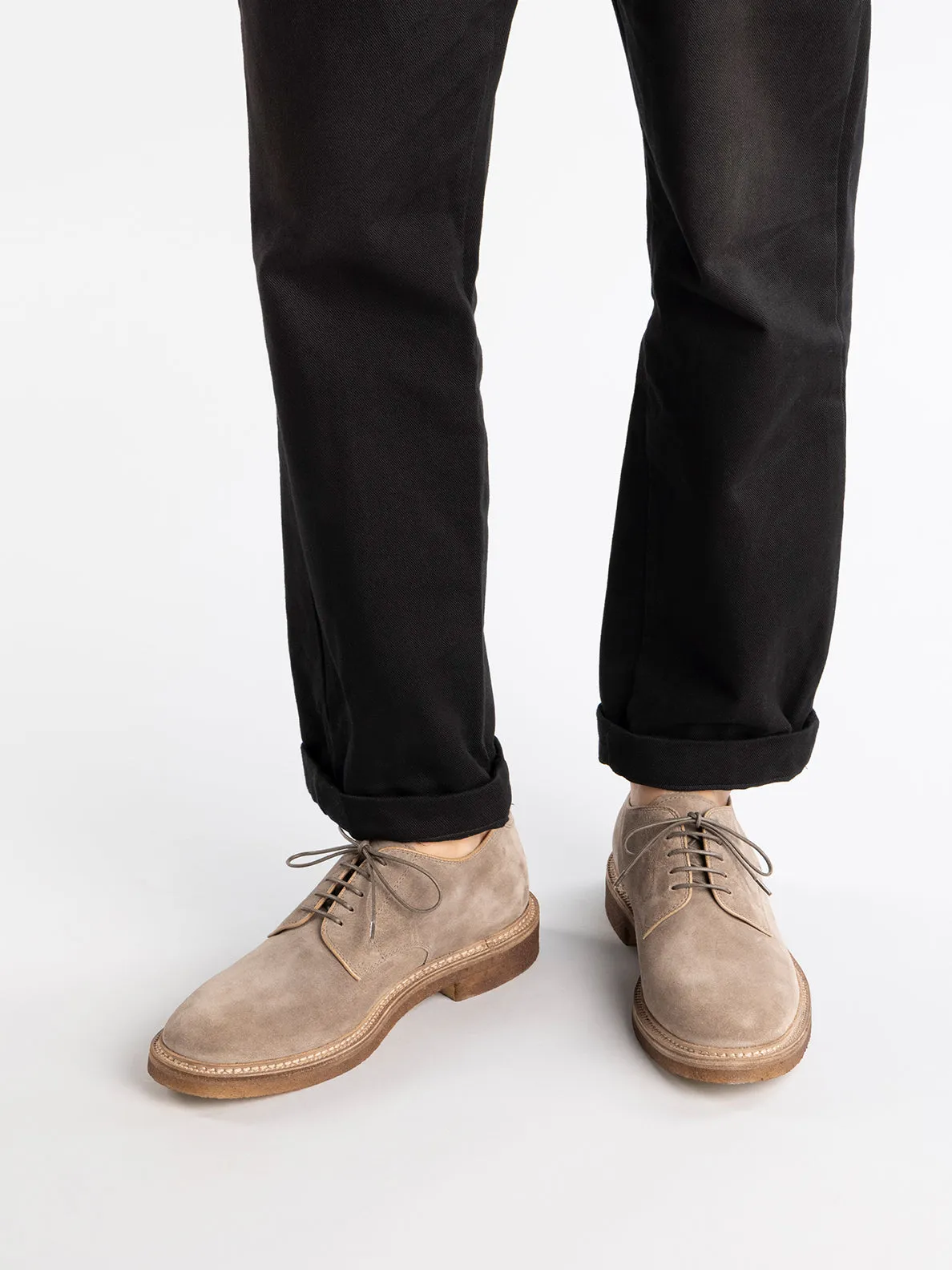HOPKINS CREPE 115 - Grey Suede Derby Shoes,Men Derby Shoes