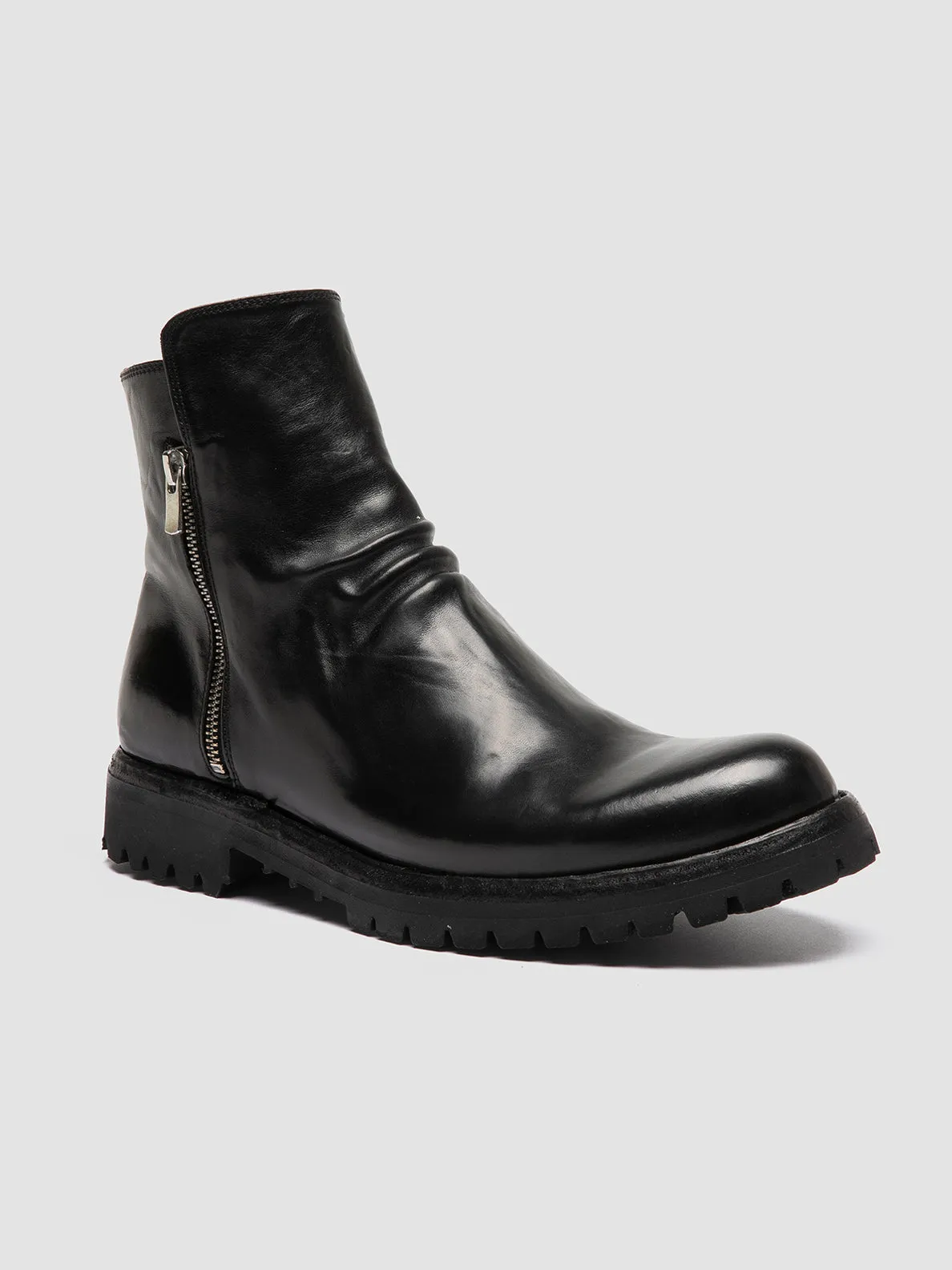 IKONIC 004 - Black Leather Zip Boots,Men Boots