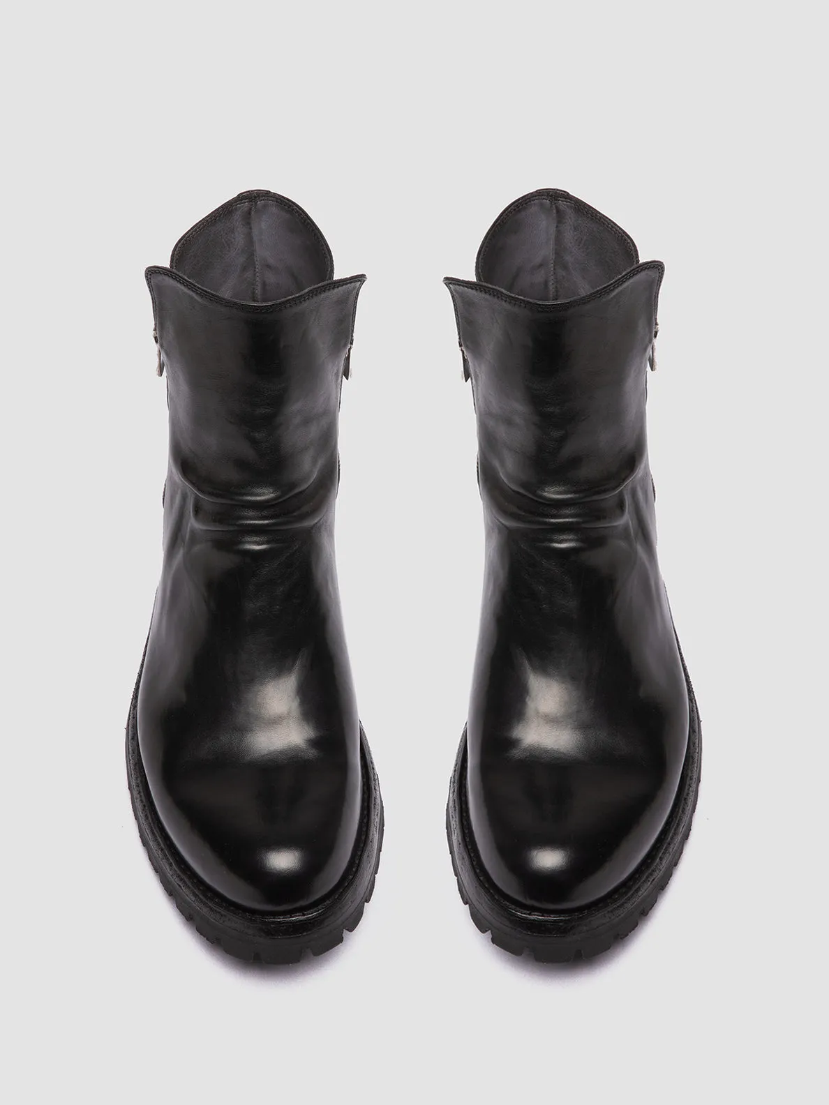 IKONIC 004 - Black Leather Zip Boots,Men Boots