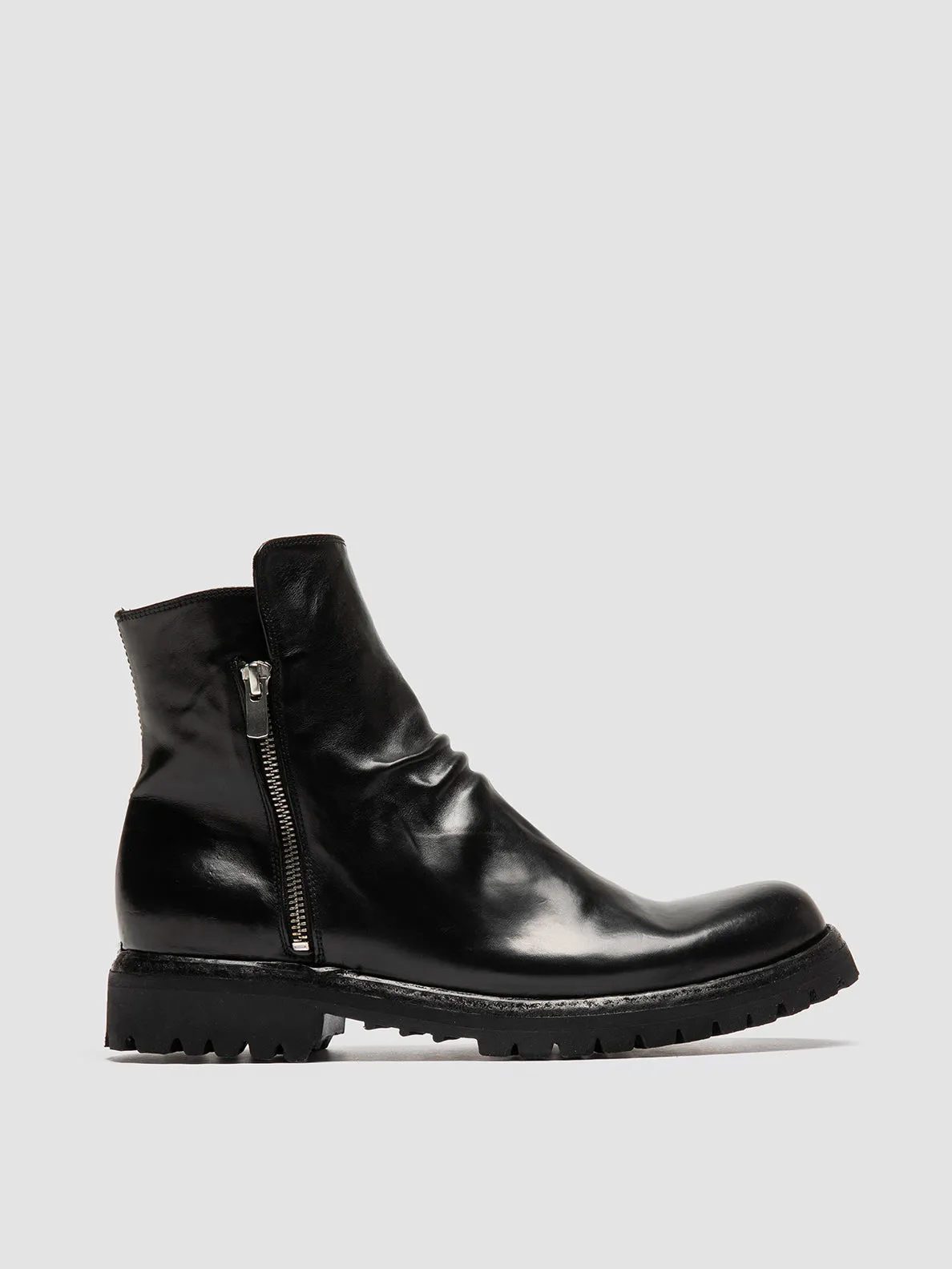 IKONIC 004 - Black Leather Zip Boots,Men Boots