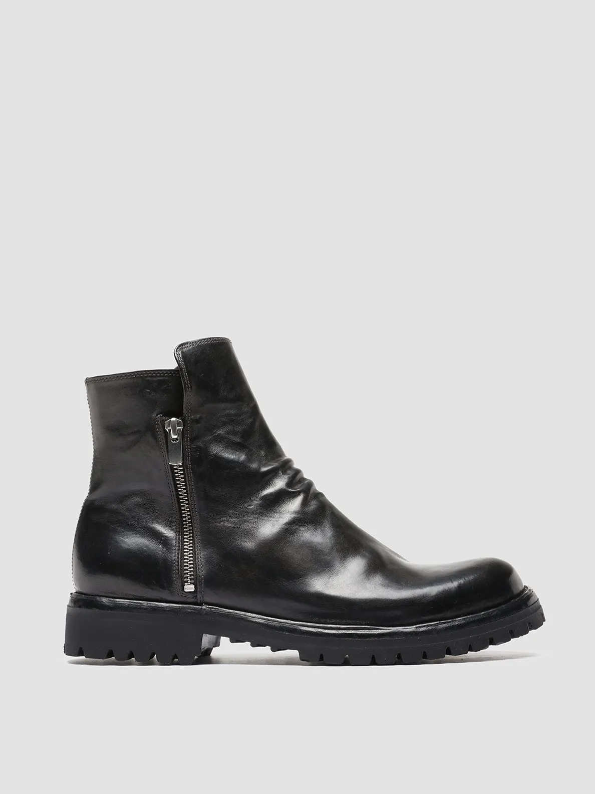 IKONIC 004 - Grey Leather Zip Boots,Men Boots