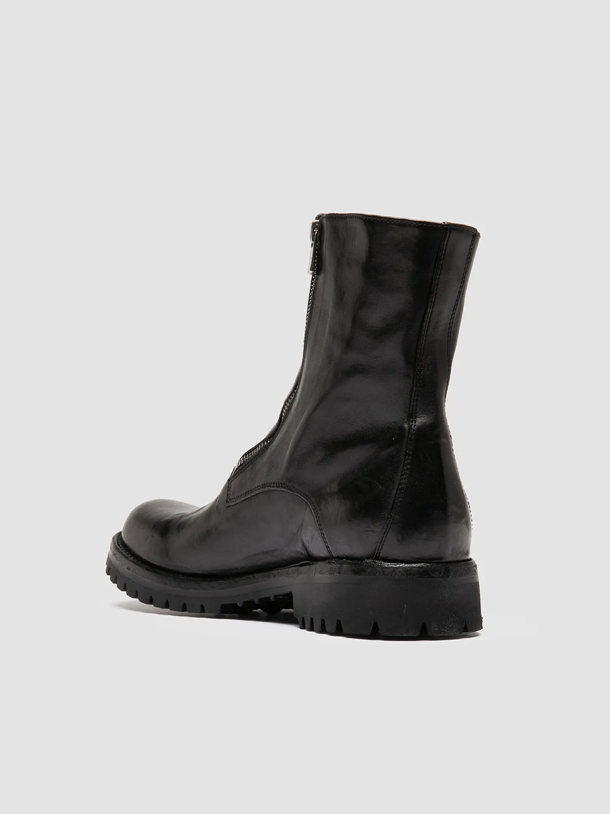 IKONIC 012 - Black Leather Zipped Boots,Men Boots