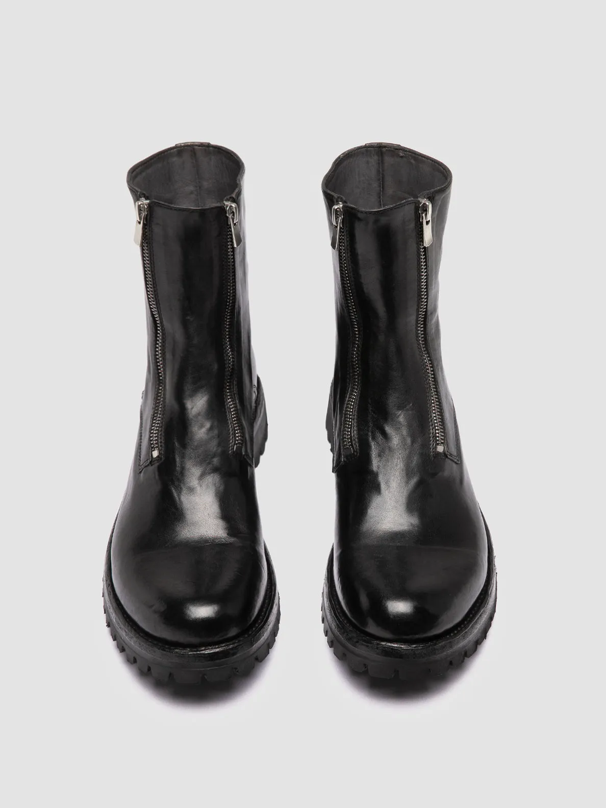 IKONIC 012 - Black Leather Zipped Boots,Men Boots