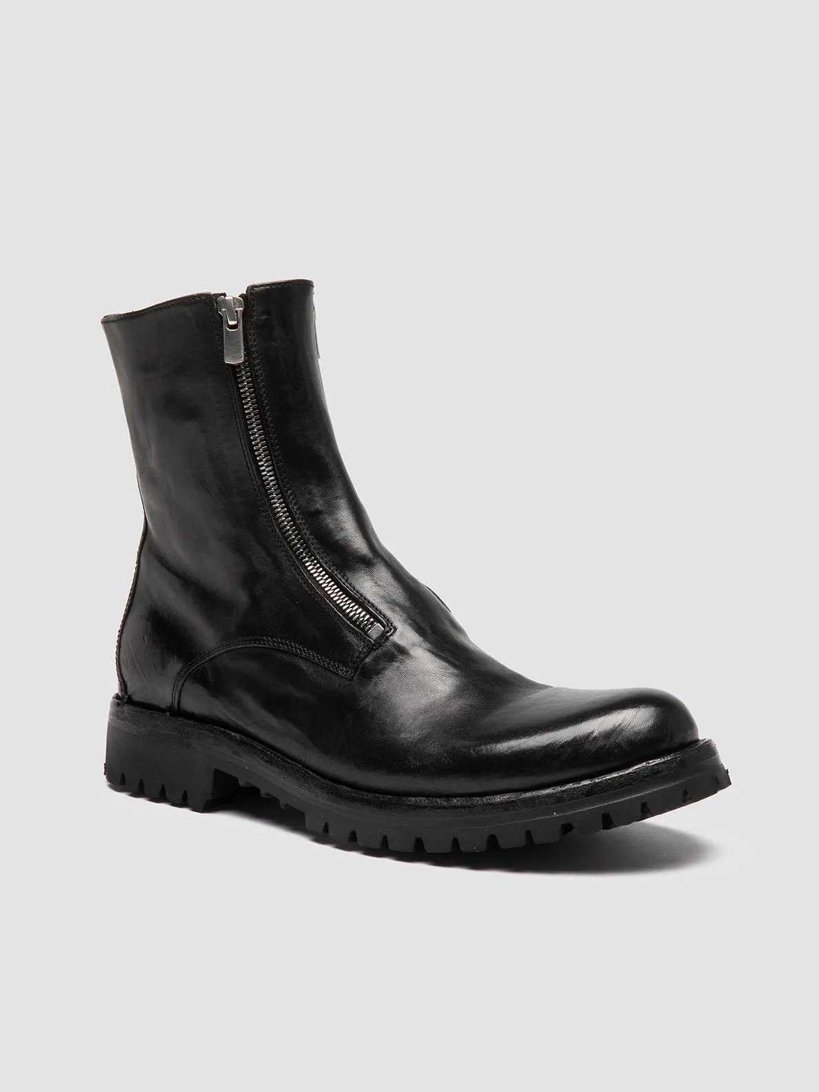 IKONIC 012 - Black Leather Zipped Boots,Men Boots