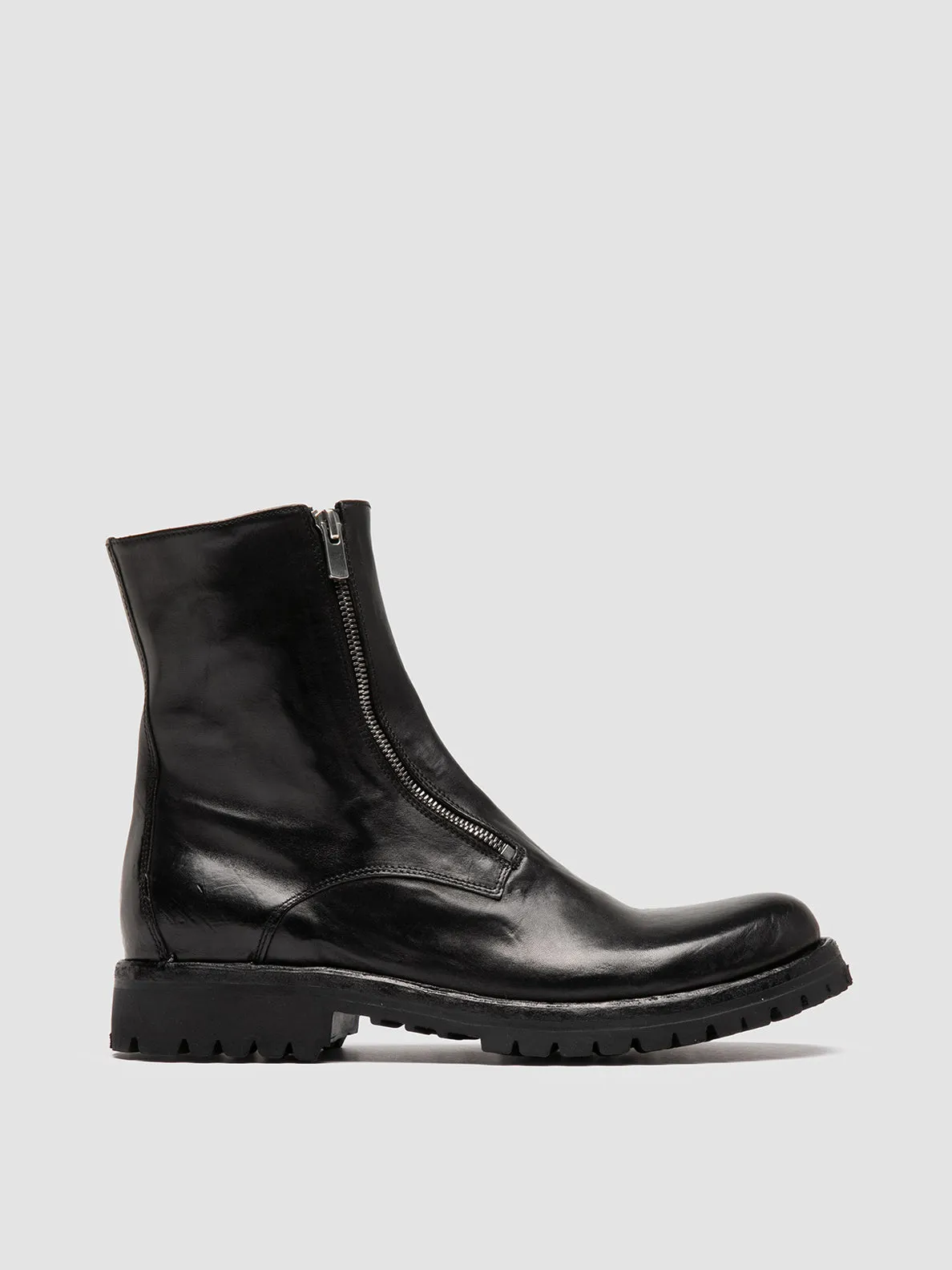 IKONIC 012 - Black Leather Zipped Boots,Men Boots