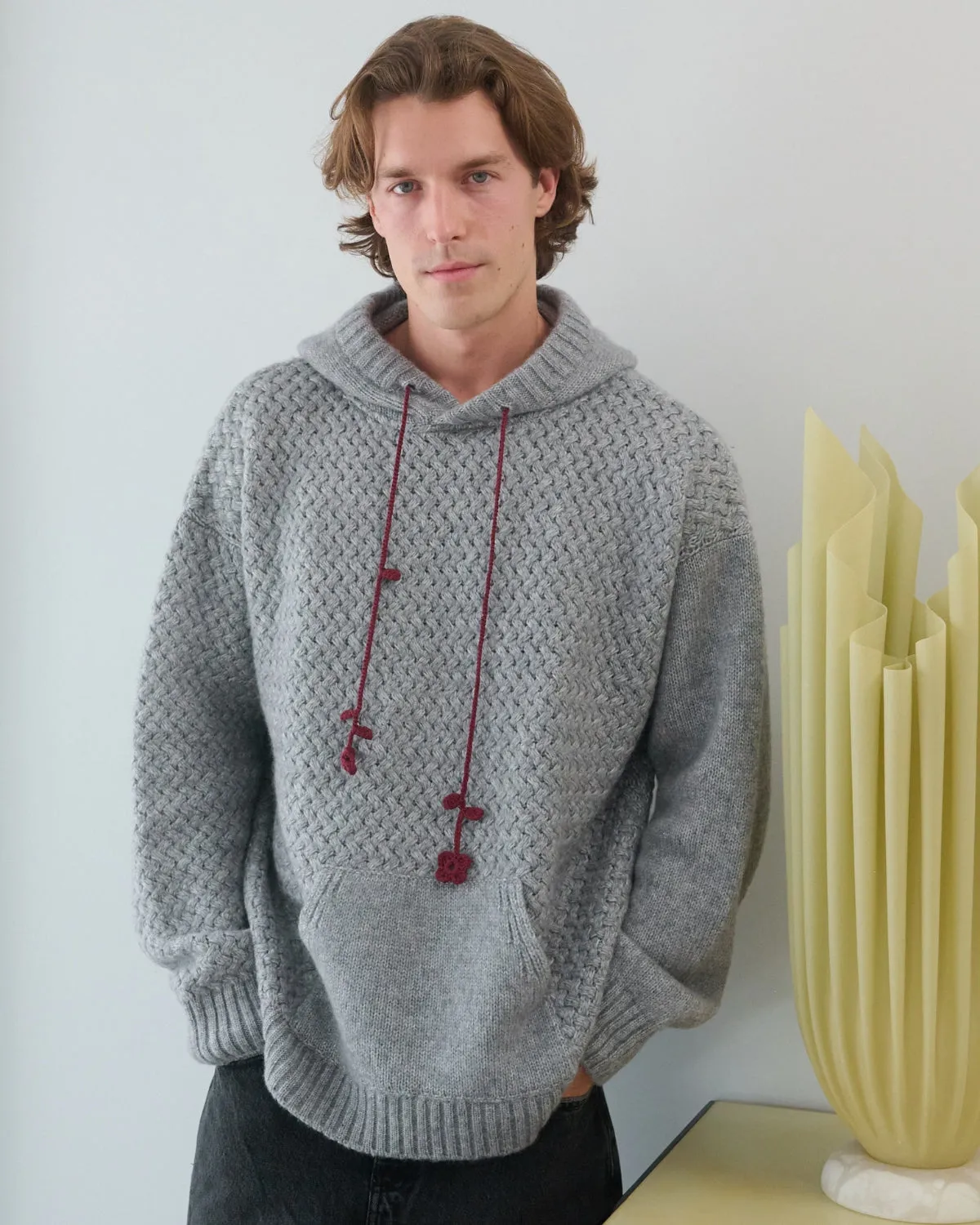 ?ilvinas: Fog Grey Merino Wool Hoodie,Women Sweaters