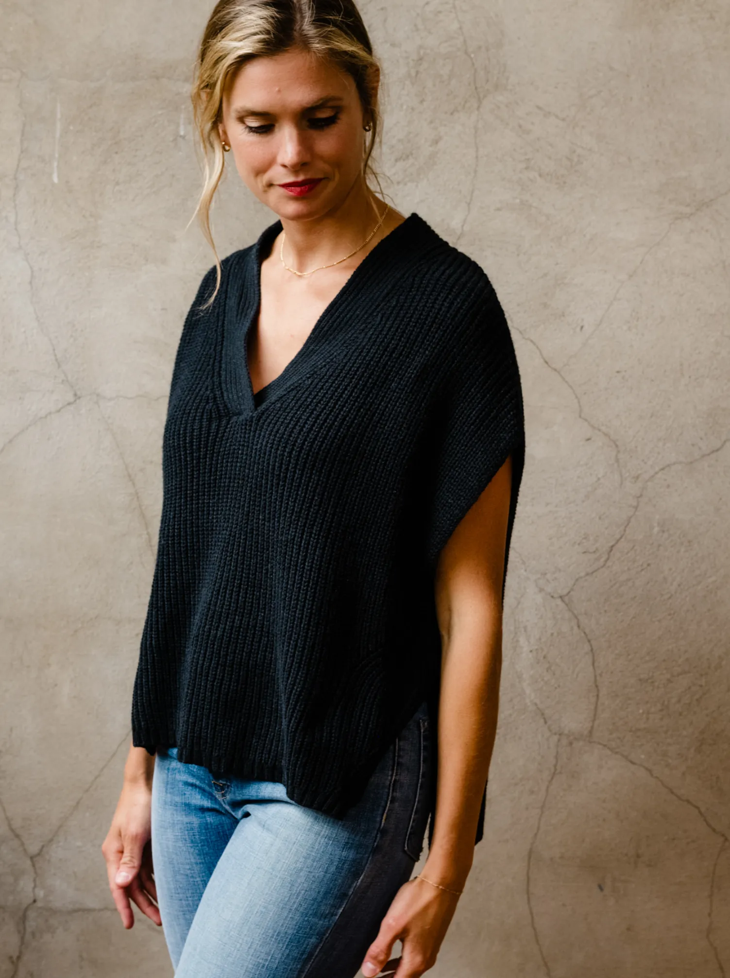 Ingrid Sweater Vest - Black,Women Sweaters