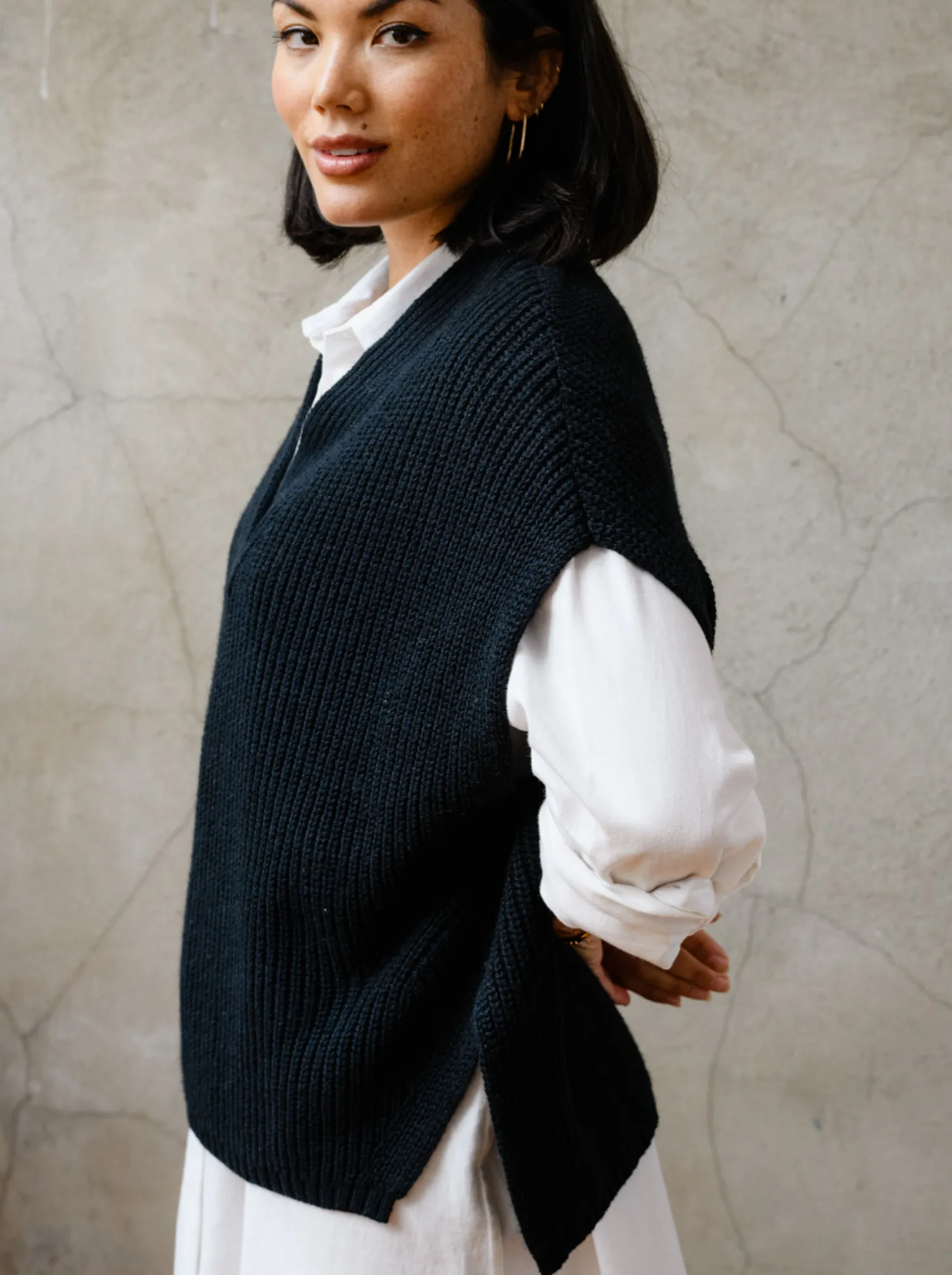 Ingrid Sweater Vest - Black,Women Sweaters