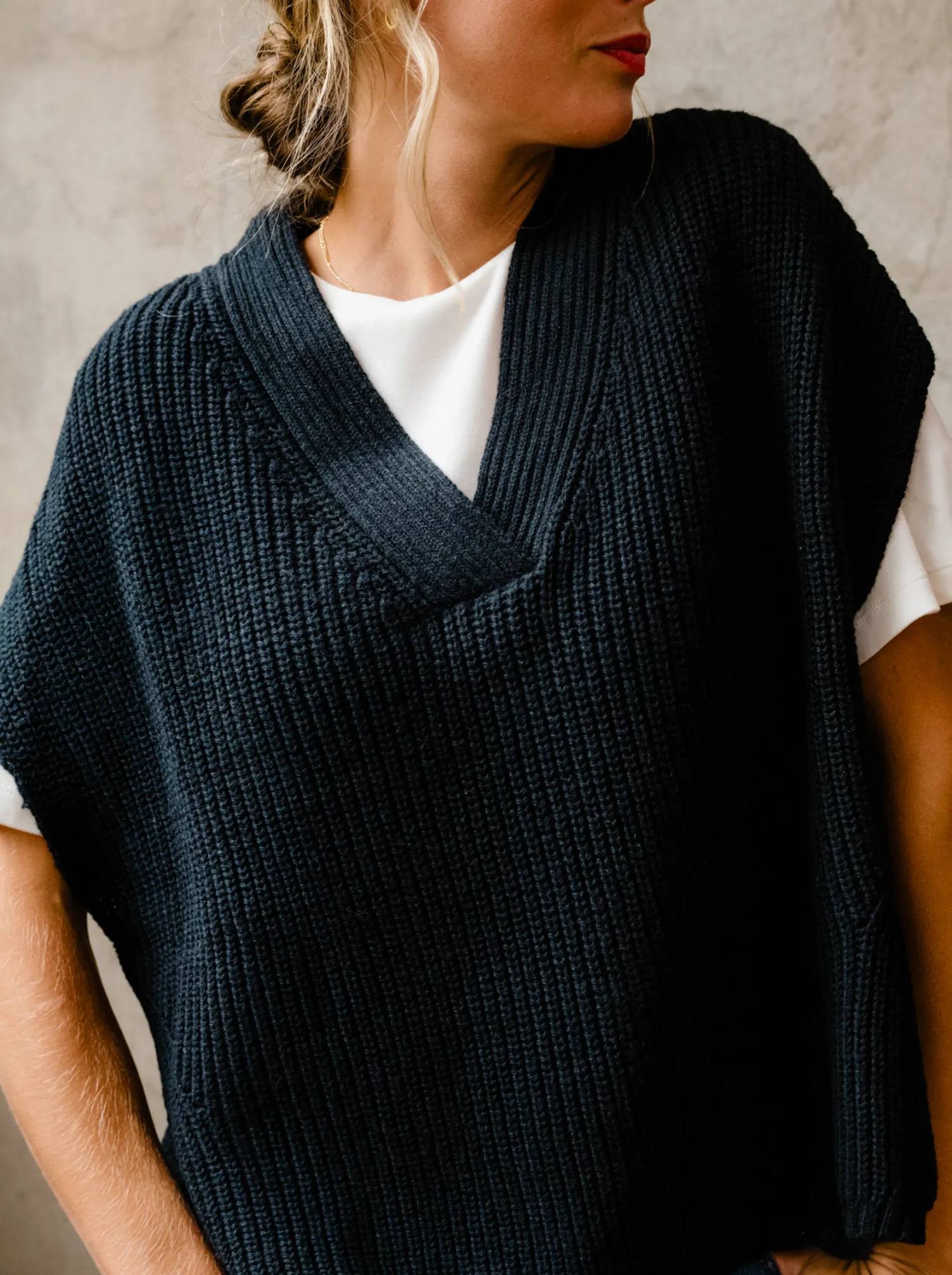 Ingrid Sweater Vest - Black,Women Sweaters
