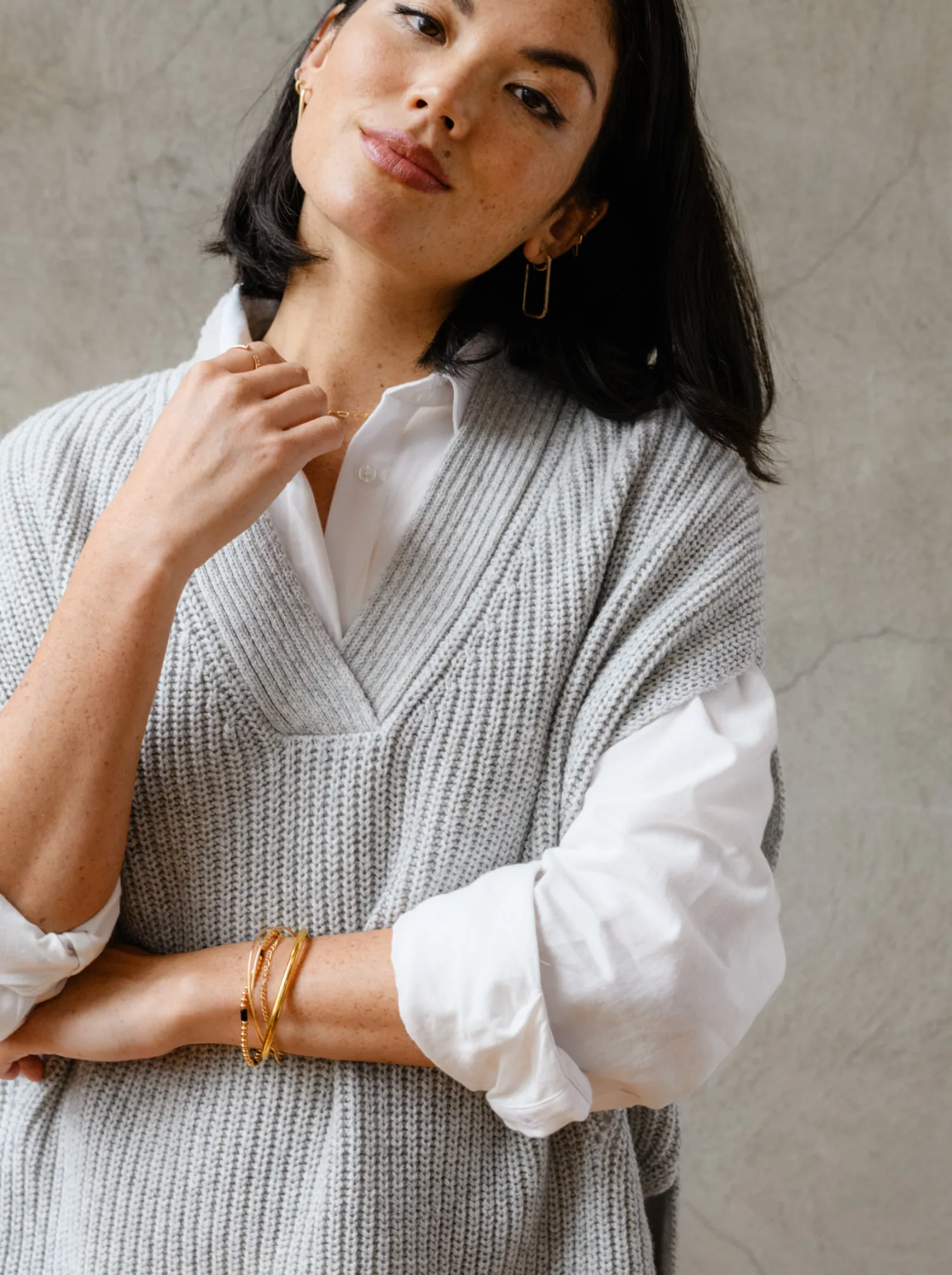 Ingrid Sweater Vest - Heather Grey,Women Sweaters