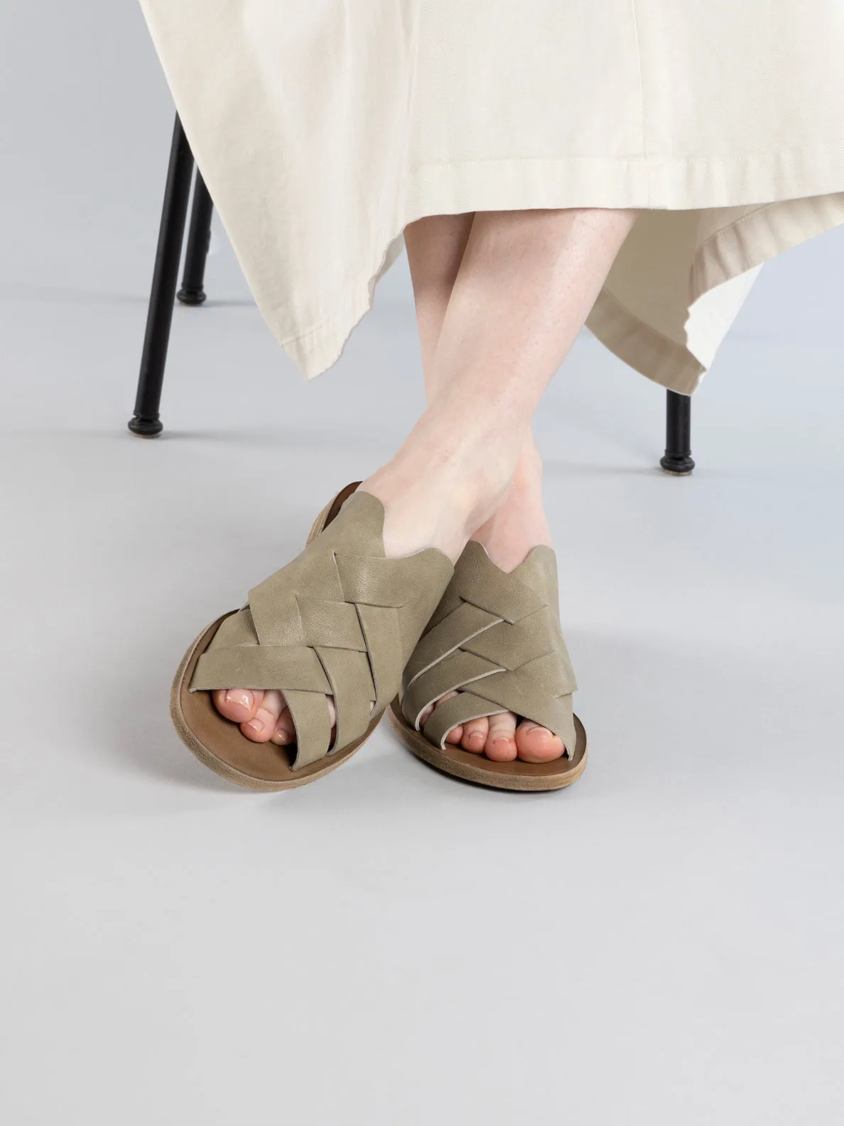 ITACA 049 - Green Leather Slide Sandals,Women Sandals