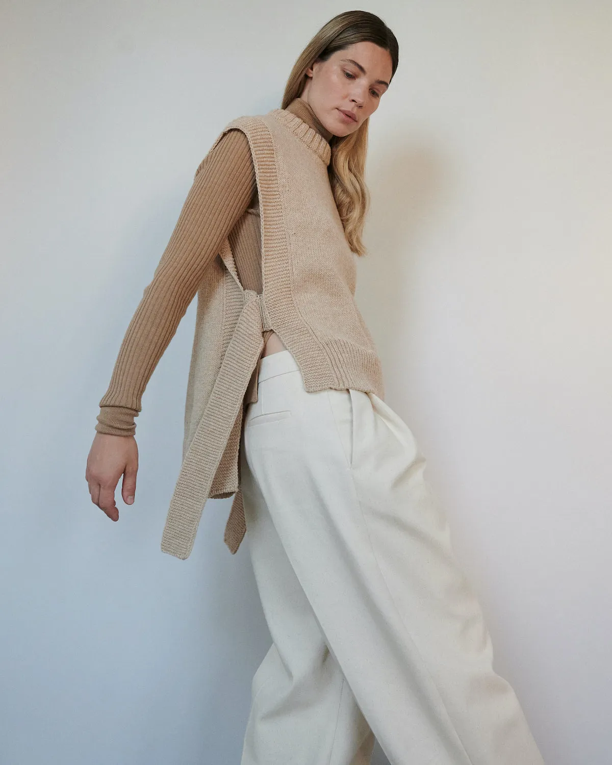 Kalvos Merino Wool Vest - Sand,Women Sweaters