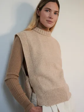 Kalvos Merino Wool Vest - Sand,Women Sweaters
