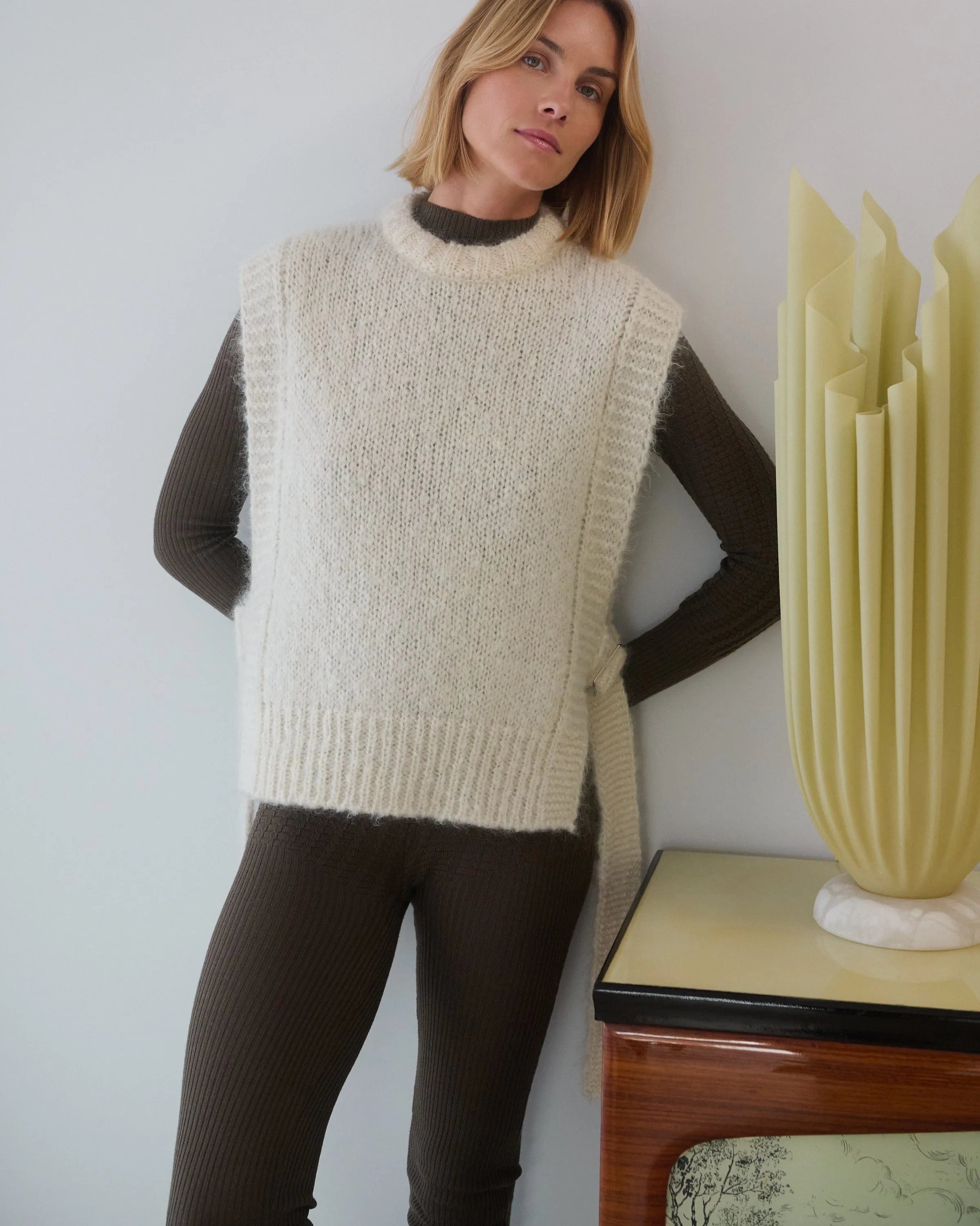 Kalvos: Sea Salt Mohair Vest,Women Sweaters