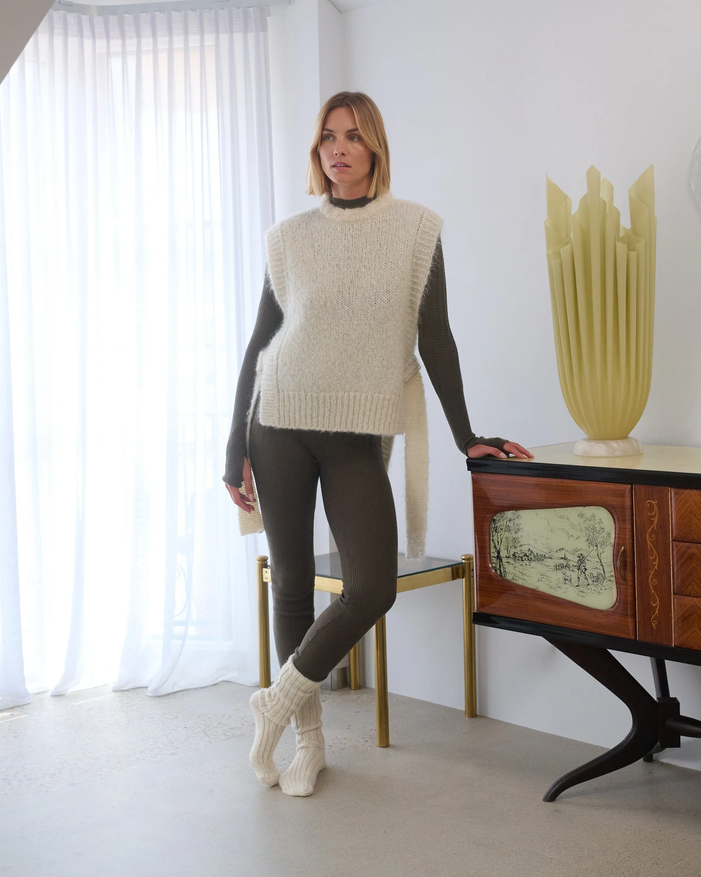Kalvos: Sea Salt Mohair Vest,Women Sweaters