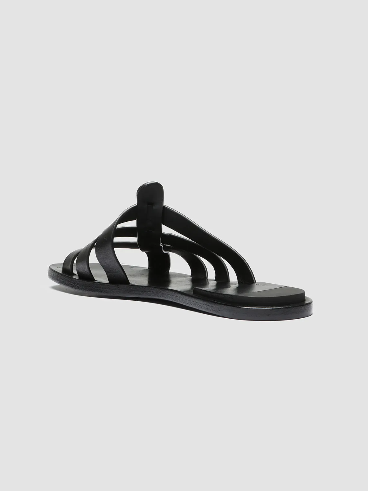 KONTRAIRE 011 - Black Leather Slide Sandals,Men Sandals
