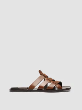 KONTRAIRE 011 - Brown Leather Slide Sandals,Men Sandals