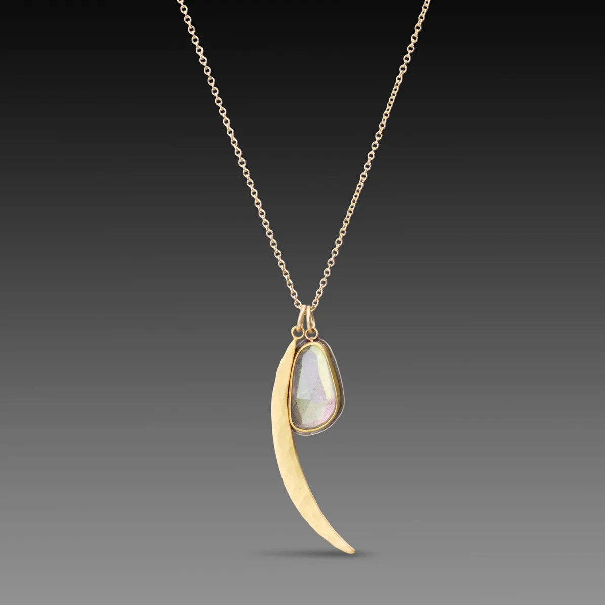 Labradorite and Crescent Moon Necklace,Jewelry Delicate & Elegant