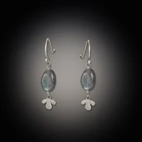 Labradorite Earrings with Tiny Leaf Trio,Jewelry Delicate & Elegant